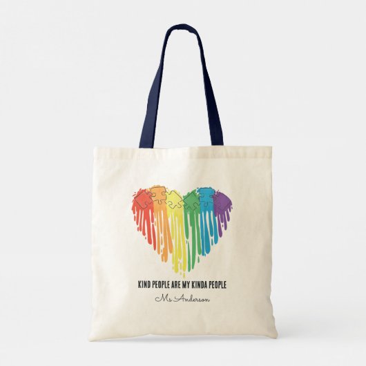 Autisme Bewustzijn Speciaal Onderwijs Leraar Custo Tote Bag (Achterkant)