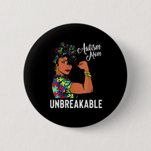 Autisme Bewustzijn Sterke Moeder Afro Moeder Zwart Ronde Button 5,7 Cm