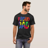 Autisme Bewustzijn Steun Trots Vader Puzzelstuk T-shirt (Voorkant volledig)