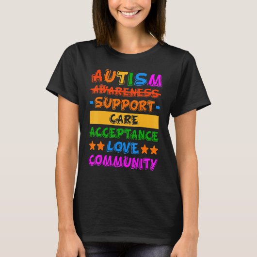 Autisme Bewustzijn Steun Zorg Acceptatie T-shirt (Voorkant)