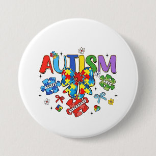 Autisme Bewustzijn Strik Coquette Puzzelstuk Neuro Ronde Button 7,6 Cm
