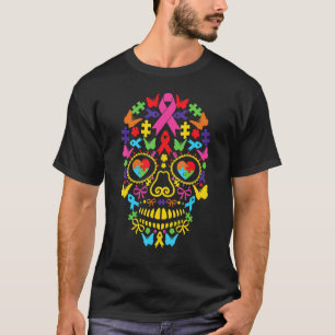 Autisme bewustzijn suiker schedel Halloween Autis T-shirt
