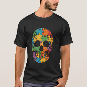 Autisme bewustzijn suiker schedel puzzel mannen vr t-shirt