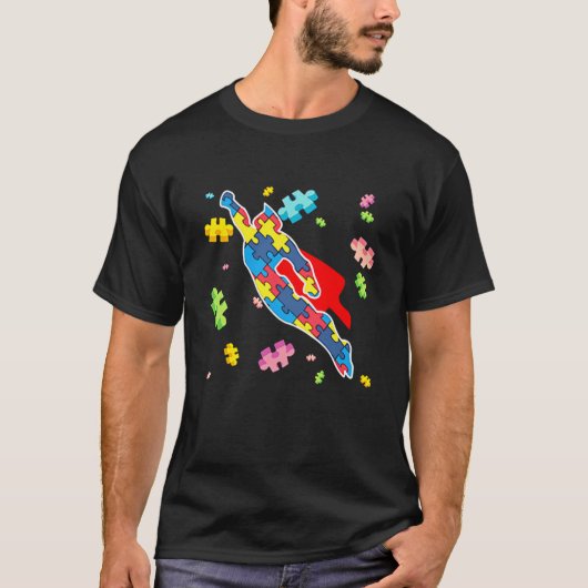 Autisme Bewustzijn Super Held Puzzelstuk T-shirt (Voorkant)