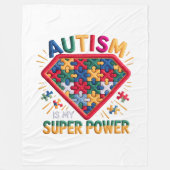 Autisme Bewustzijn Superhelden Schild | Autisme Is Fleece Deken (Voorkant)