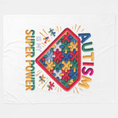 Autisme Bewustzijn Superhelden Schild | Autisme Is Fleece Deken (Voorkant (Horizontaal))