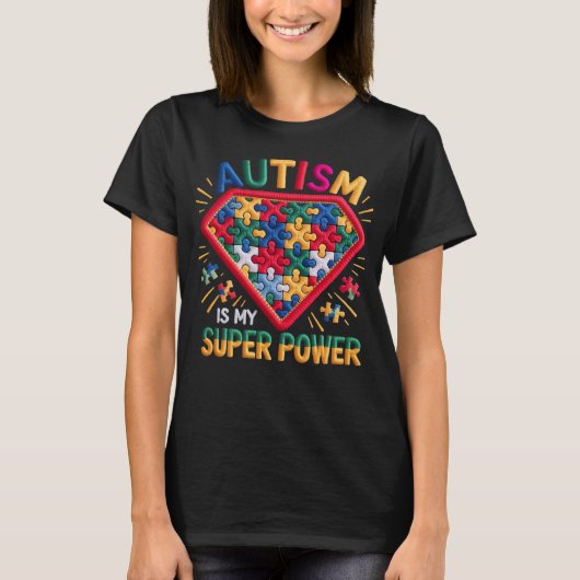 Autisme Bewustzijn Superhelden Schild | Autisme Is T-shirt (Voorkant)