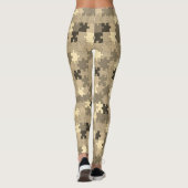 Autisme Bewustzijn Symbool Puzzel Stukken Sepia Leggings (Achterkant)