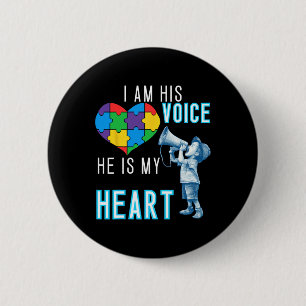 Autisme Bewustzijn T-shirt Autisme Papa en mama Sh Ronde Button 5,7 Cm