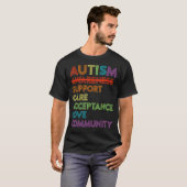 Autisme Bewustzijn T-shirt Steun Zorg Acceptatie A (Voorkant volledig)
