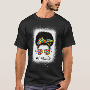 Autisme Bewustzijn Tante Leven Rommelige Knot Zwar T-shirt