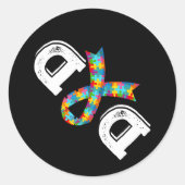 Autisme Bewustzijn Vader Acceptatie Anders R Ronde Sticker (Voorkant)