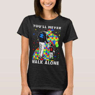 Autisme bewustzijn vader en zoon puzzel weg onders t-shirt