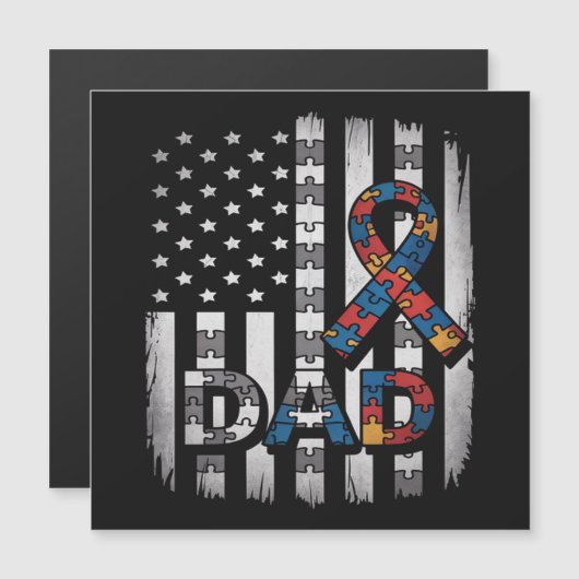 Autisme Bewustzijn Vader USA Vlag Vaderdag (Voorkant / Achterkant)