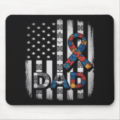 autisme bewustzijn vader usa vlag vaderdag muismat (Voorkant)