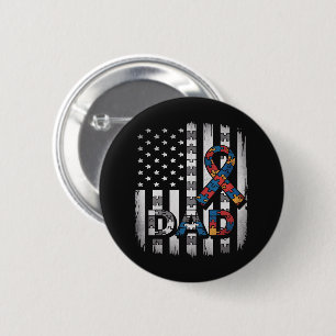 Autisme Bewustzijn Vader USA Vlag Vaderdag Ronde Button 5,7 Cm