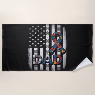 autisme bewustzijn vader usa vlag vaderdag strandlaken