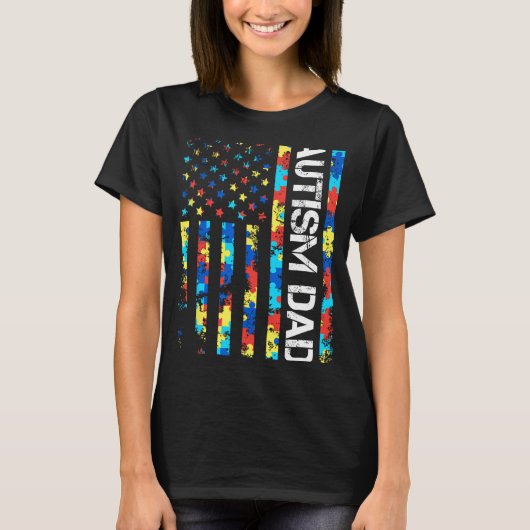 Autisme bewustzijn vader VS vlag vaderdag  T-shirt (Voorkant)