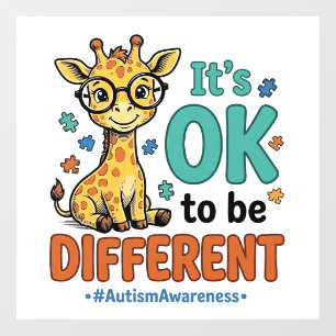 Autisme bewustzijn Verschillende Giraffe Vintage T Raamsticker