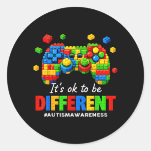 Autisme bewustzijn videogame bouwstenen bakstenen ronde sticker