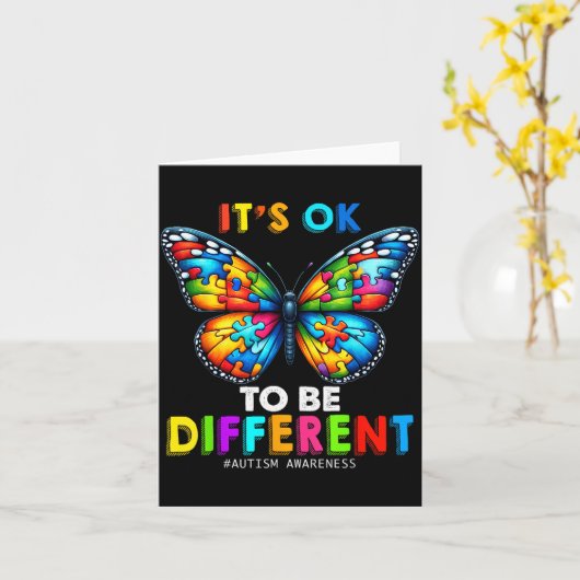 Autisme Bewustzijn Vlinder Dier Het Is Ok Om Ander Kaart (Gele Bloem)