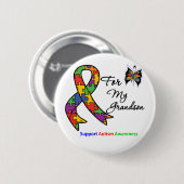 Autisme-bewustzijn voor mijn kleinzoon ronde button 5,7 cm (Voorkant /achterkant)
