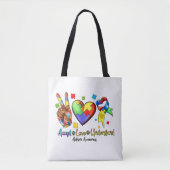 Autisme Bewustzijn Vredespuzzel Hart Boodschappent Tote Bag (Voorkant)