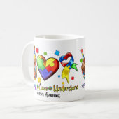 Autisme Bewustzijn Vredespuzzel Hart Mok (Voorkant links)