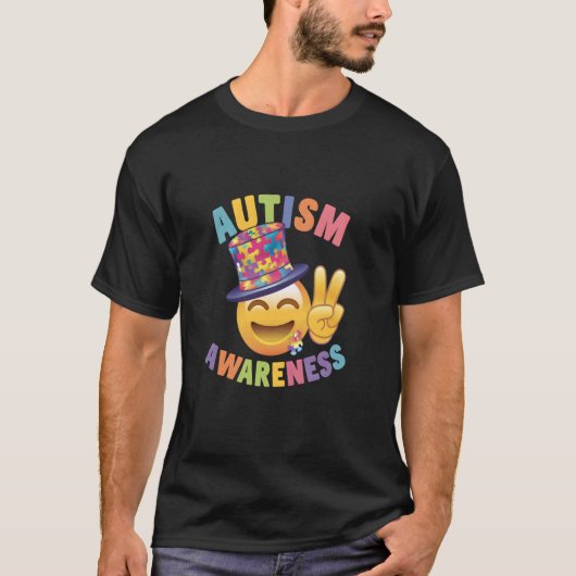 Autisme bewustzijn vredesteken t-shirt (Voorkant)