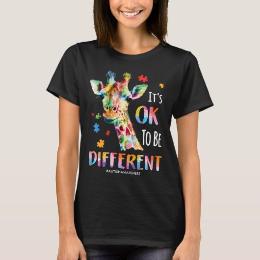 Autisme bewustzijn Vrouw Kind Het is oké om anders T-shirt (Voorkant)