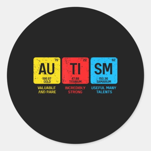 Autisme bewustzijn Vrouwen Mannen Kinderen Element Ronde Sticker (Voorkant)