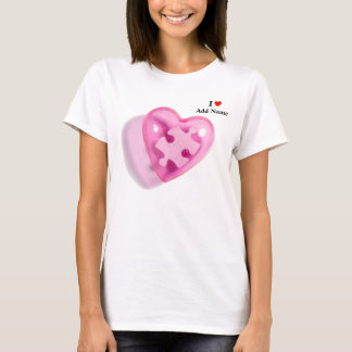 Autisme Bewustzijn Vrouwen Shirt Roze Hart Aanpass