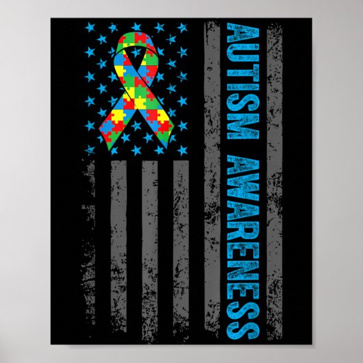 Autisme bewustzijn VS Amerikaanse vlag Moeder Vade Poster (Voorkant)