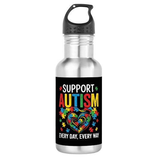 Autisme bewustzijn waterfles  (Voorkant)