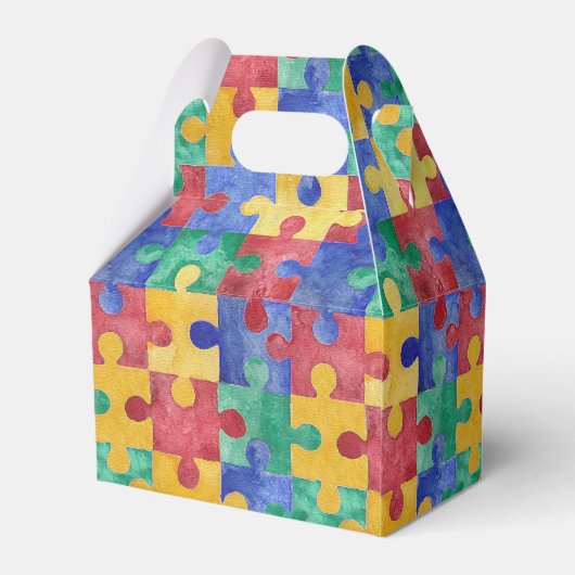 Autisme Bewustzijn waterverf puzzel gunst box Bedankdoosjes (Achterkant)