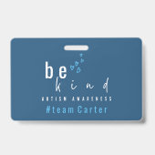 autisme bewustzijn wees aardig blauw #team naam aa badge (Voorzijde)