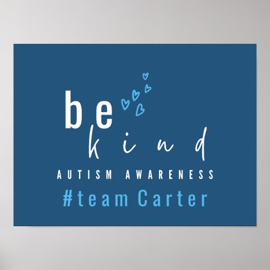 autisme bewustzijn wees aardig blauw #team naam aa poster (Voorkant)