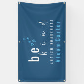 autisme bewustzijn wees aardig blauw #team naam op spandoek (Verticaal)