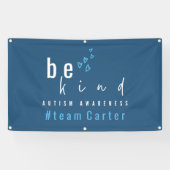 autisme bewustzijn wees aardig blauw #team naam op spandoek (Horizontaal)