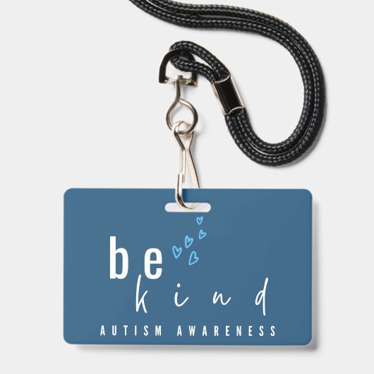 autisme bewustzijn wees aardig blauwe harten moder badge (Voorzijde met lanyard)