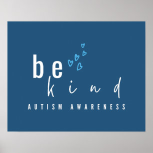 autisme bewustzijn wees aardig blauwe harten moder poster