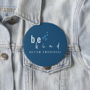 autisme bewustzijn wees aardig blauwe harten moder ronde button 4,0 cm