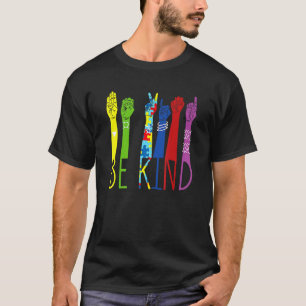 Autisme bewustzijn wees aardig handgebaar in gebar t-shirt