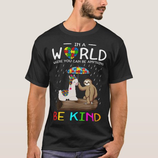 Autisme Bewustzijn Wees Aardig Schattige Lama & Lu T-shirt (Voorkant)