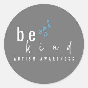 Autisme bewustzijn. Wees aardig. Stickers en label