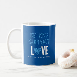 Autisme bewustzijn. Wees vriendelijk.steun.liefde. Koffiemok