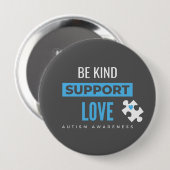 Autisme bewustzijn. Wees vriendelijk.steun.liefde. Ronde Button 4,0 Cm (Voorkant /achterkant)