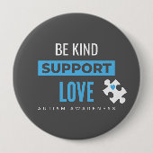 Autisme bewustzijn. Wees vriendelijk.steun.liefde. Ronde Button 4,0 Cm (Voorkant)