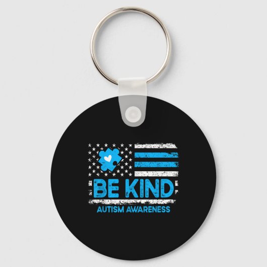 Autisme Bewustzijn Wees Vriendelijkheid Voor Manne Sleutelhanger (Voorkant)