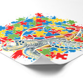 Autisme Bewustzijn Zee Schildpad Puzzel Autisti Poster (Hoek)